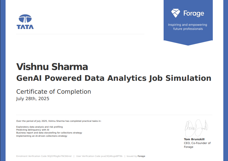 TATA-Forage Certificate